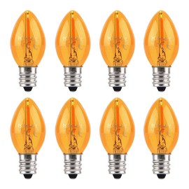 KINUR C7 LED Bulbs, led Night Light Bulb E12 Candelabra Base Amber 2200K, 1 Watt Equivalent 10W Incandescent Bulb, Salt Lamp and Window Candles & Chandeliers Replacement Bulb 8 Pack (8, Amber)