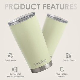 SANDJEST Green Tumbler 20oz Stainless Steel Double Wall Vacuum Insulated, Travel Coffee Cup, Gifts for Men Women Birthday Christmas
