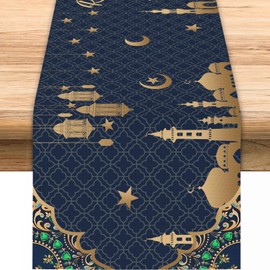 Ramadan Table Runner Table Decorations, Happy Ramadan 2024 Party Supplies Decorations Holiday Kitchen Dining Table Runners 13x72 Inch