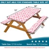 Picnic Table Cover with Bench Covers, Checkered Bownot Elastic Edges