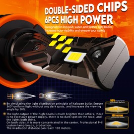 WAIXINGREN H11 LED Headlight Bulb, 30000LM 500% Brighter Wireless, 6500K White Bright H9 H8 H11 Headlight Bulb with Fan, Halogen Replacement, Plug and Play, Pack of 2 (H11/H9/H8)