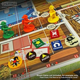 LITKO Board Game Token Set | Turn Tracker | Phase | Banker | First Player | Modifier | Pack of 20