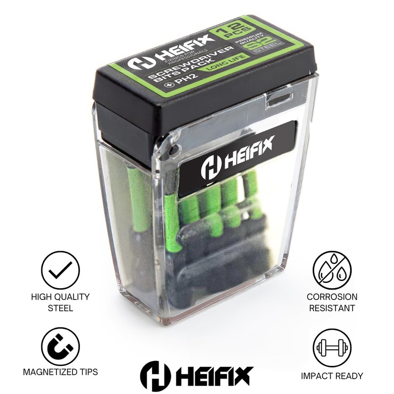 Heifix 12 x 50mm PH2 Heifix Impact Screwdriver Magnetised Drill