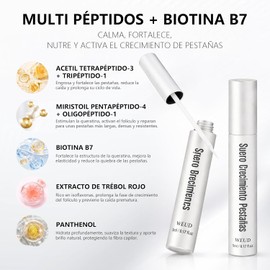 WEUD Serum Pestañas Coreano con Multi Péptido y Biotina B7, Suero Profesional para el Crecimiento de Pestañas, Fórmula de Péptidos Compuestos para Mejora el Crecimiento de Pestañas, Funciona Rápido