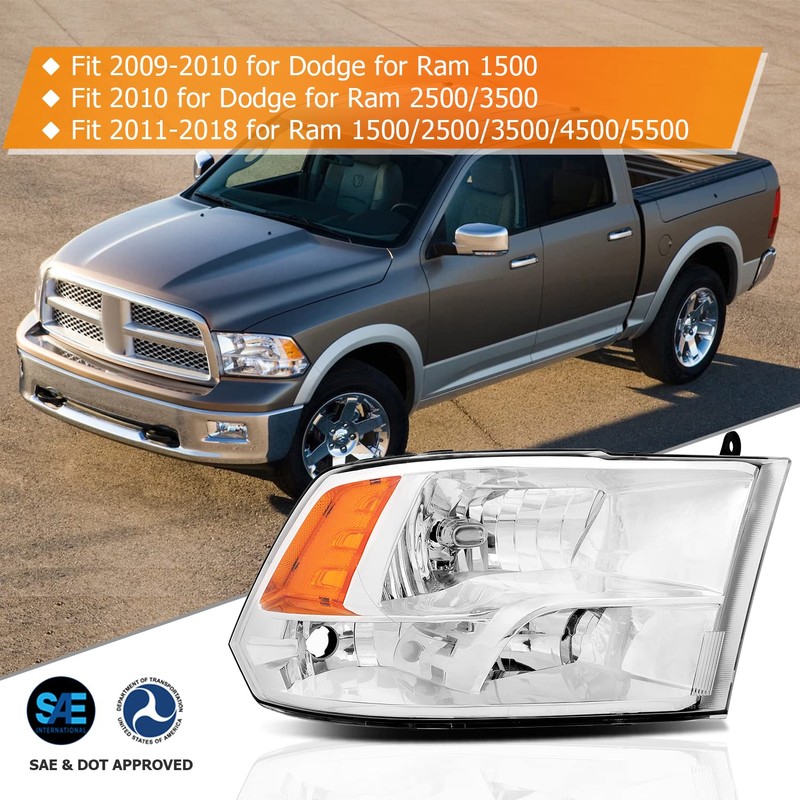 LBRST Headlight Assembly for Dodge for Ram 1500 2009-2010 for