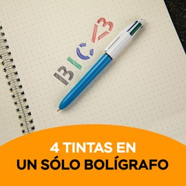BIC Bolígrafo 4 Color Original Punto Mediano 1.0 mm Orificio en la Parte Superior para Cordón 4 Tintas en un Solo Bolígrafo 1 Pieza