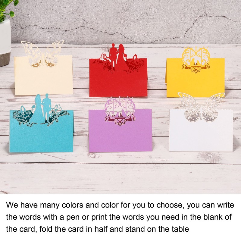 PATIKIL 25pcs Hollow Butterfly Cut Design Table Name Place Cards