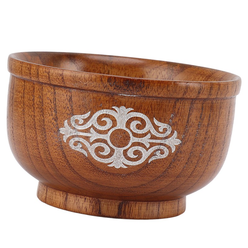 Wooden Rice Bowl Jujube Wood Anti Scald Exquisite Elegant Round