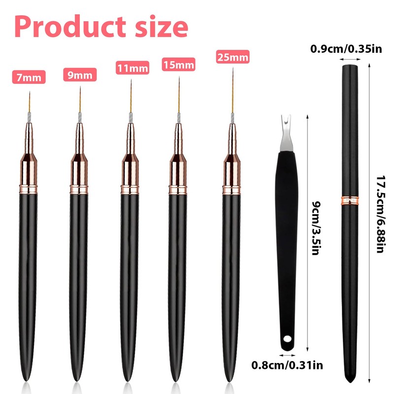 5 Pcs Nail Art Liner Brushes Set, Fine Nail Art