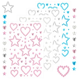 4 Sheets Rhinestone Star Stickers, Silver Glitter Bling Sticker, Self Adhesive Crystal Star Sticker for Winter Holiday Package Gift Decor Crafts, DIY Decoration
