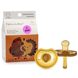 Natursutten Pacifiers 6-12 Months - 2-pack Original Shield Orthodontic Nipple Natural Rubber Safe & Soft BPA-Free Pacifiers for Breastfeeding Babies - Newborn Pacifiers Made in Italy
