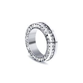 Fusamk Fashion Iced Out Ring Stainless Steel Band Ring(Steel(8))