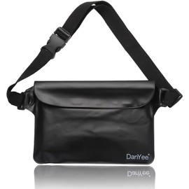 Danyee Waterproof Pouch, Waterproof Case, 3 Layer Zipper, PVC Material (Blue), For Beaches, Pools, Fishing, Bike, Waist Bag, Waterproof Pack, Mobile Phones, blk