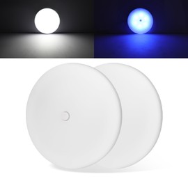 ULITECO RV Puck Light 5Inch, Dimmable RV Light Fixture 12V, Camper Interior Light with Inbuilt Dimmer Switch, RV Ceiling Light for Boat Camper Trailer Car(Dimmable Cool White& Blue Nightlight, 2PCS)