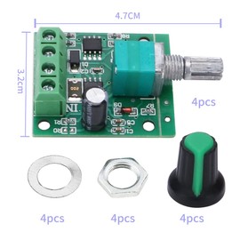 VooGenzek 4 PCS 1.8V 3V 5V 6V 12V 2A 30W PWM Low Voltage DC Motor Speed Controller, 1803BK 1803B Adjustable Driver Switch with LED Indicator and Switch, for Electric Motor