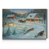 Renditions Gallery Country Winter Wall Art, Picturesque Christmas Scene, People Ice Skating, Snow Covered Barn, Premium Gallery Wrapped Canvas Decor, Ready to Hang, 24 in H x 36 in W, Made in America