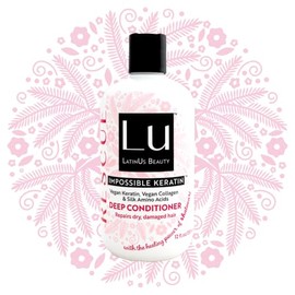 Lu LatinUs Beauty RESCUE Acondicionador Reparador Natural Anti-Frizz con Keratina Vegana y Shatavari para Cabello Débil, Seco y Dañado (12oz)