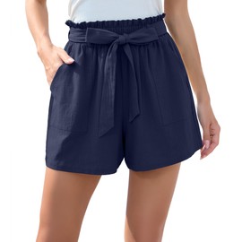 HIYIYEZI Womens Lounge Shorts Lightweight Elastic Waist Summer Casual Shorts for Women (X-Large, Navy Blue)