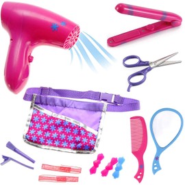 Beauty Hair Stylist Set - Boutique Beauty Salon Fashion Pretend Play Set for Girls with Toy Blow Dryer, Curler, Scissors, Comb, Mirror & Other Styling Tools