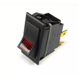Carling Lighted Rocker Switch, RED JEWEL, SPST  ON/OFF 24v Lamp, 3 prong