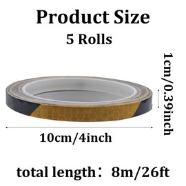 Runseaway 5 Rolls Reflective Tape, 0.4in x 26ft Waterproof Safety Reflective Warning Stickers Self-Adhesive Reflector Rolls for Bikes, Bicycles, Motorcycles(Multi-Color)
