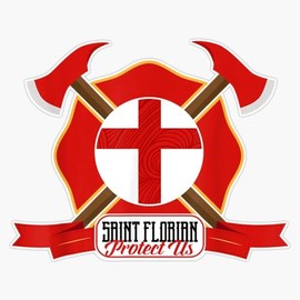 St Florian Patron Saint of Firefighters Shield Catholic Sticker Bumper Sticker Vinyl Decal 5"