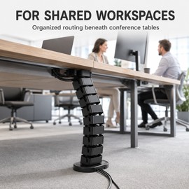 Under Desk Cable Management Spine, 31.5–59.1 in, Black White or Silver
