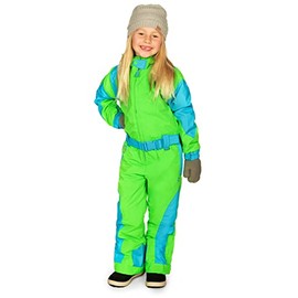 Tipsy Elves Snow Glow Neon Green and Blue Ski Suit for Kids Size Large