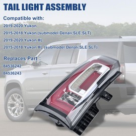 Goopool Tail Lights Assembly Compatible With GMC Yukon/Yukon XL 2015 2016 2017 2018 2019 2020 Left Driver Side LED Lens Taillights Brake Signal Assembly With Bulb