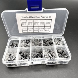 JZK 200 pcs Rectifier Diodes and Schottky Diodes kit, 10 Values 1N4001 1N4002 1N4003 1N4004 1N4005 1N4006 1N4007 1N5817 1N5818 1N5819, diodes Assortment Kit