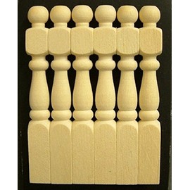 Melody Jane Dollhouse 6 Natural Wood Turned Newel Posts Miniature 1:12 Scale