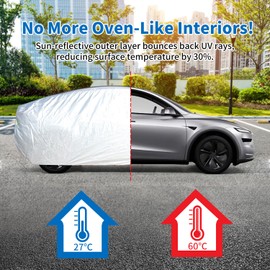 TUUMOND Car Cover Waterproof All Weather Outdoor, Full Exterior Cover for Automobiles, Rain Sun UV Protection Windproof, Scratch Resistant, Breathable, Dustproof (Fits 160"-172" Hatchback)