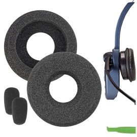 Geekria Comfort Foam Replacement Ear Pads + Mic Windscreen Foam Compatible with BlueParrott B250-XTS, B250-XT Plus, B250-XT, B250, B150 Headphones Mic Foam Cover + Ear Cushions (Black)