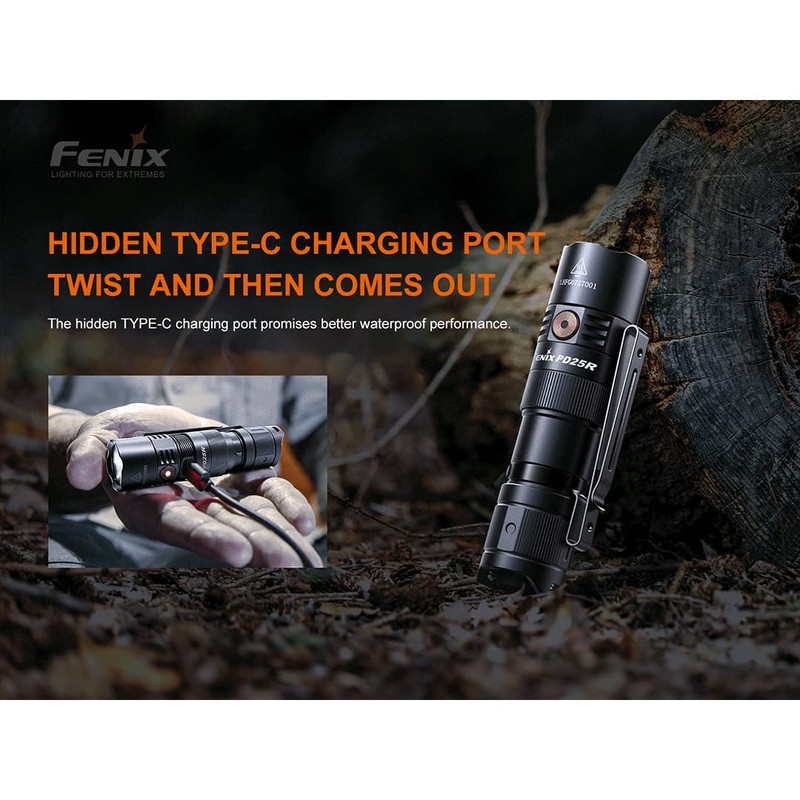 Fenix PD25R EDC Flashlight 800 Lumen USB-C Rechargeable, Dual Switch