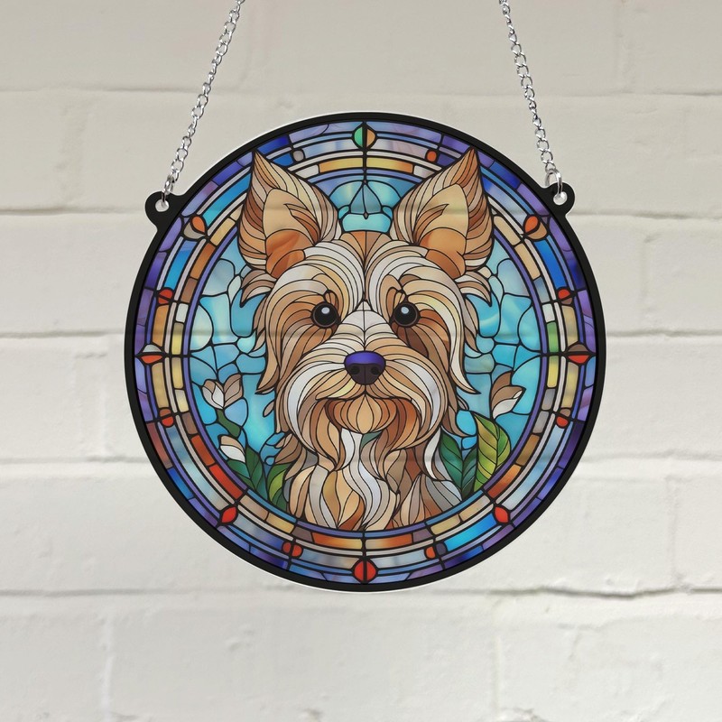 Image Industry Yorkshire Terrier Stained Glass Effect Suncatcher - Garden