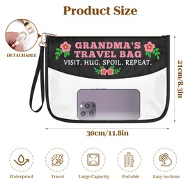 Grandma Gift Grandma's Travel Makeup Bag Grandma Birthday Gift Zipper Travel Toiletry Pouch Christmas Mothers Day Gift for Grandma Clear Cosmetic Bag Grandmother Nana Gift from Grandchildren Grandkids