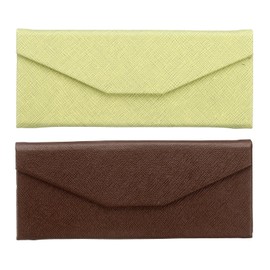 HARFINGTON - Funda de piel sintética para anteojos, antiarañazos, carcasa rígida para anteojos, café Oscuro Verde, 6.3" x 2.4"