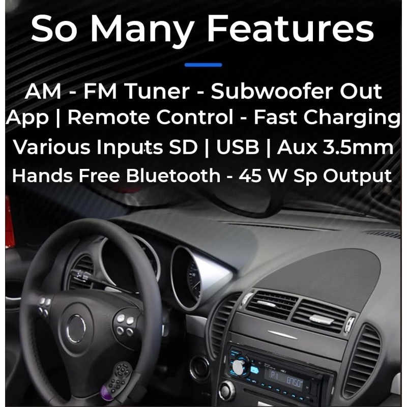 HZEX Car Stereo with Bluetooth, Media Player Subwoofer Outputs, Single