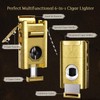 6-in-1 Cigar Torch Lighter, with Straight&V Cigar Cutter, 2 Cigar