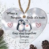 Heart-Shaped Penguin Love Plaque - "When a Penguin Finds Its