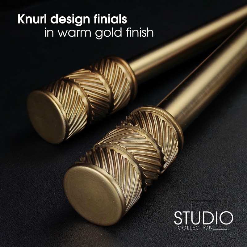 ILAISIHOME 1-1/8 Inch Diameter Antique Gold Curtain Rods with Knurl