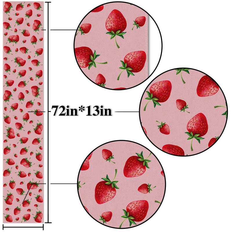 Nepnuser Strawberry Table Runner Summer Girl Baby Shower Birthday Party
