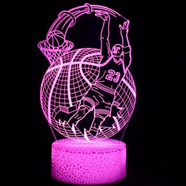 fun&art 3D Night Light SG Basketball Player with Ball, 16 Colors Changing + Remote Control, Optical Illusion lamp, Perfect Idea for Kids and Adults for Room/Living Room Home Decoration