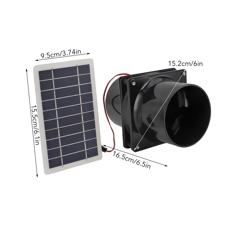 Aramox 6in Solar Powered Exhaust Fan, ABS Solar Panel Powered