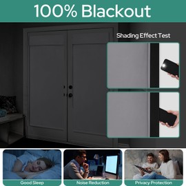 HOMEIDEAS 100% Blackout French Door Curtains, Privacy Door Curtains for Window, 26 X 68 Inch Room Darkening Blinds, Thermal Insulated Window Shades for Bedroom, 1 Panel, Greyish White