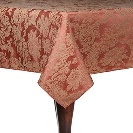 Ultimate Textile Miranda 60 x 90-Inch Rectangular Damask Tablecloth Sienna Burnt Orange