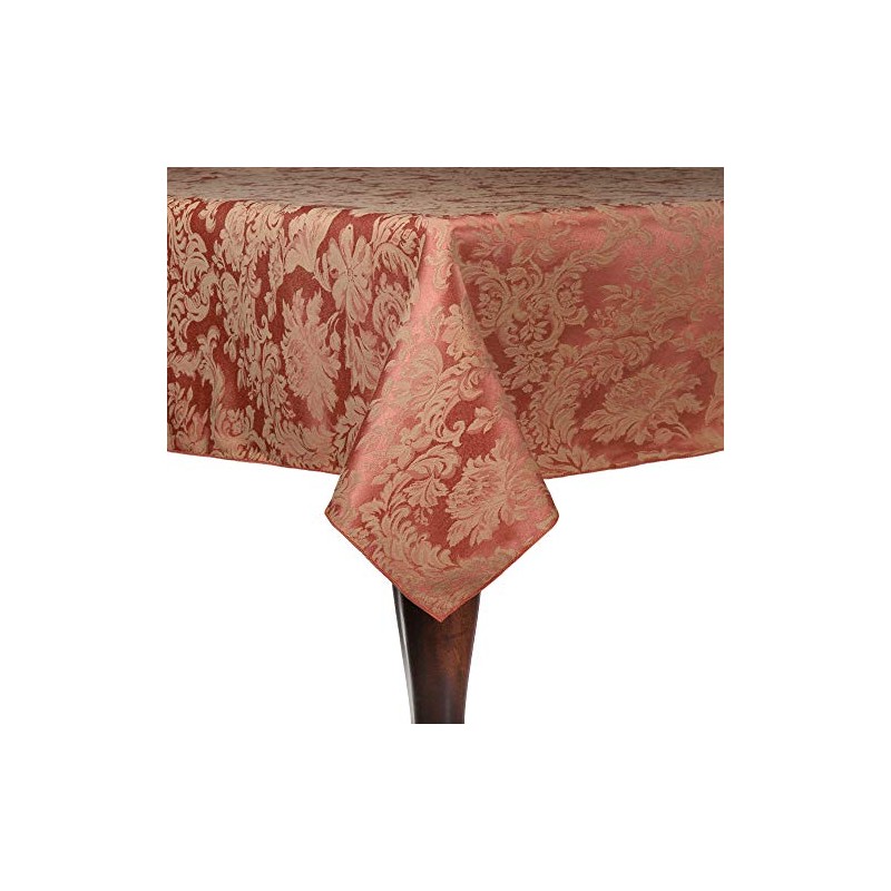 Ultimate Textile Miranda 60 x 90-Inch Rectangular Damask Tablecloth Sienna