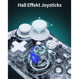 2.4G PC Controller Wireless with Hall Effect Joysticks & Triggers, Gaming Controller for Windows/Android/Steam Deck/Phone/Switch 2, Bluetooth Gamepad with 8 RGB Colours/Turbo/Programmable Transparent