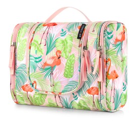 FOREGOER Large Travel Toiletry Bag Hanging Toiletry Bag for Men and Women, pink