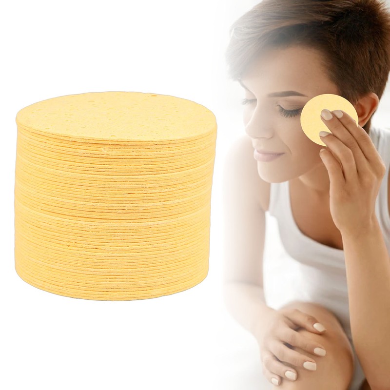 Compressed Wood Pulp Facial Sponges Natural Cellulose Face Sponge for